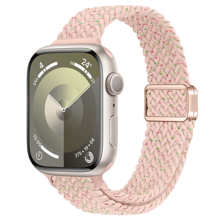 For Apple Watch SE 2023 40mm Slim Magnetic Buckle Nylon Braided Watch Band(Starlight Pink) by bashfashion