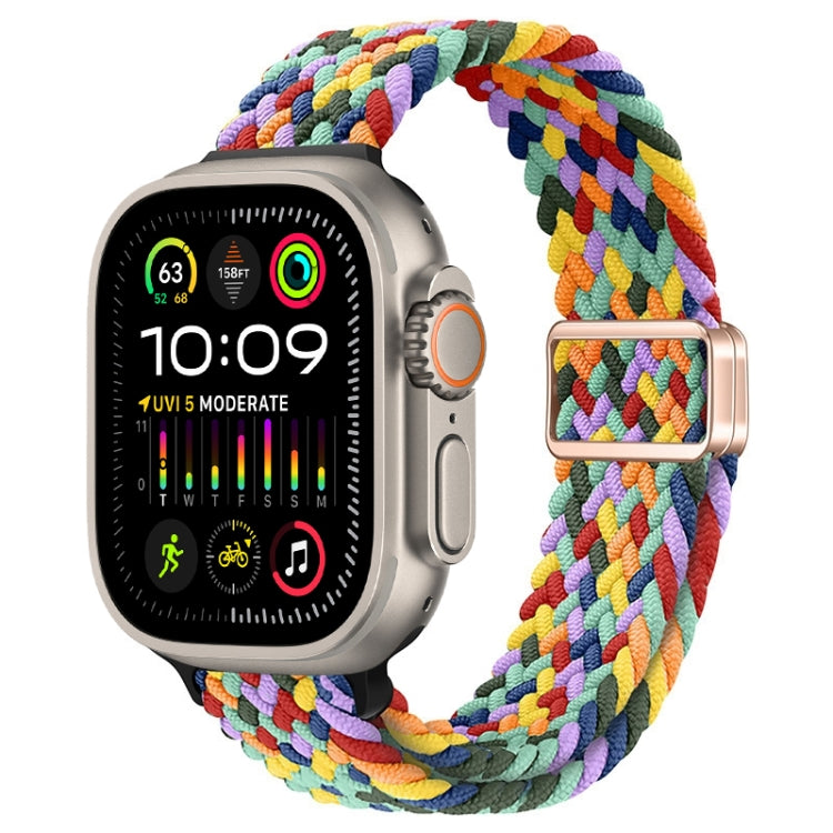 For Apple Watch Ultra 2 49mm Slim Magnetic Buckle Nylon Braided Watch Band(W Pattern Colorful) by bashfashion