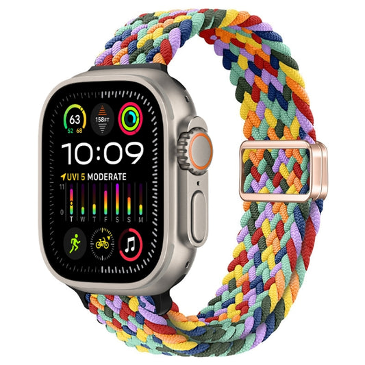 For Apple Watch Ultra 2 49mm Slim Magnetic Buckle Nylon Braided Watch Band(W Pattern Colorful) by bashfashion