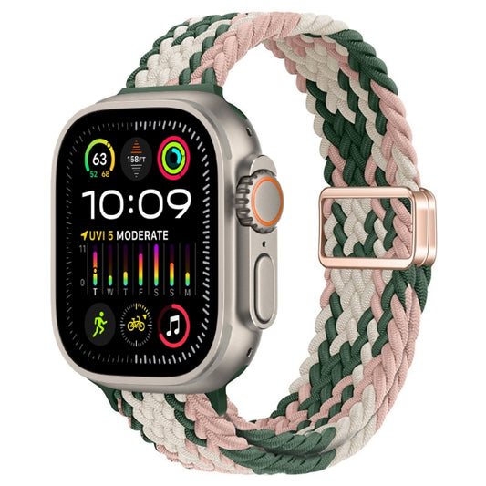 For Apple Watch Ultra 2 49mm Slim Magnetic Buckle Nylon Braided Watch Band(Pink Star Cactus) by bashfashion