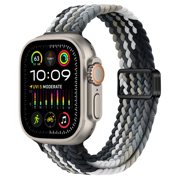 For Apple Watch Ultra 2 49mm Slim Magnetic Buckle Nylon Braided Watch Band(Dark Chocolate) by bashfashion