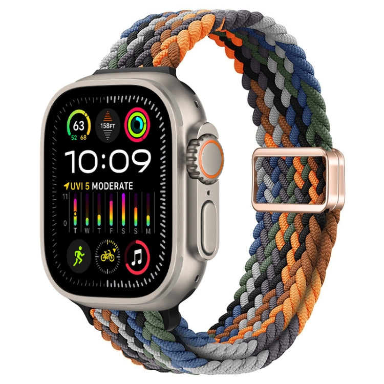 For Apple Watch Ultra 2 49mm Slim Magnetic Buckle Nylon Braided Watch Band(Camouflage Colorful) by bashfashion