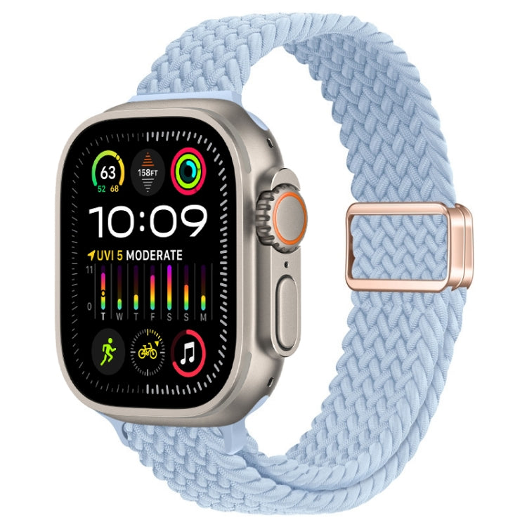 For Apple Watch Ultra 2 49mm Slim Magnetic Buckle Nylon Braided Watch Band(Light Blue) by bashfashion