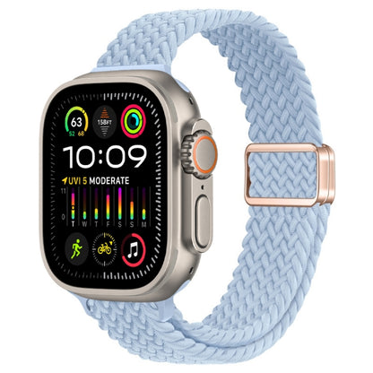 For Apple Watch Ultra 2 49mm Slim Magnetic Buckle Nylon Braided Watch Band(Light Blue) by bashfashion