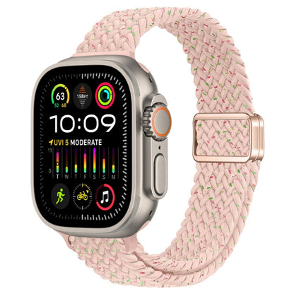 For Apple Watch Ultra 2 49mm Slim Magnetic Buckle Nylon Braided Watch Band(Starlight Pink) by bashfashion
