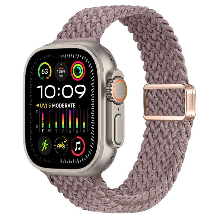 For Apple Watch Ultra 2 49mm Slim Magnetic Buckle Nylon Braided Watch Band(Smoke Purple) by bashfashion