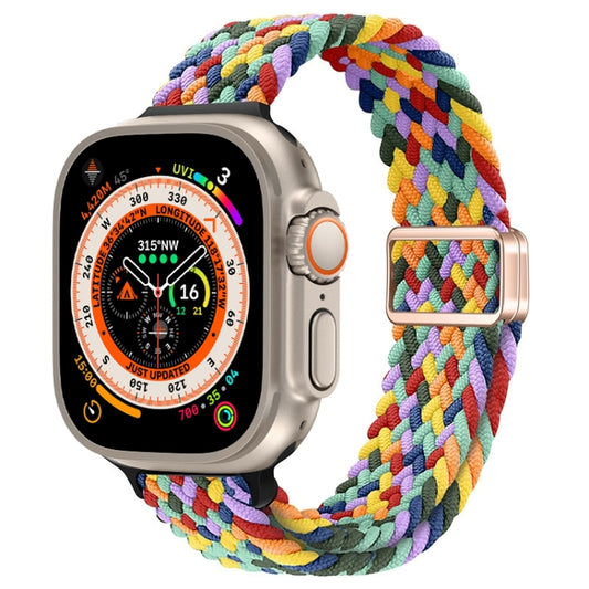 For Apple Watch Ultra 49mm Slim Magnetic Buckle Nylon Braided Watch Band(W Pattern Colorful) by bashfashion