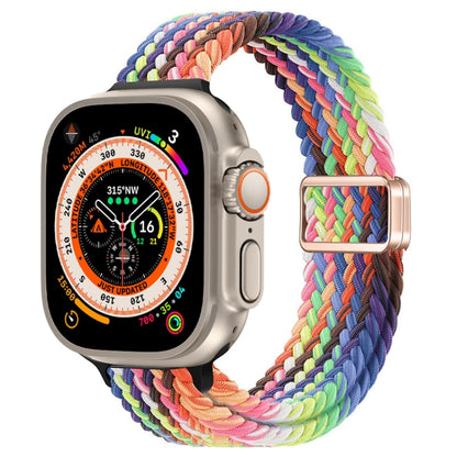For Apple Watch Ultra 49mm Slim Magnetic Buckle Nylon Braided Watch Band(Radiant New Rainbow) by bashfashion