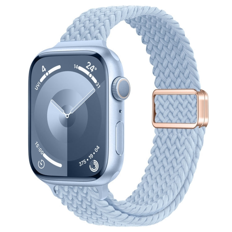 For Apple Watch SE 2022 40mm Slim Magnetic Buckle Nylon Braided Watch Band(Light Blue) by bashfashion