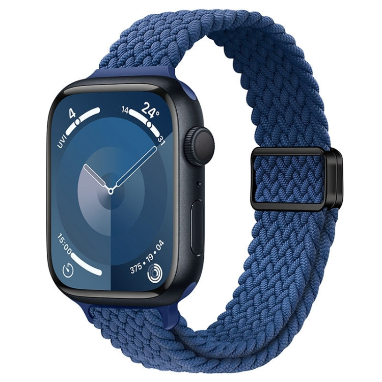 For Apple Watch SE 2022 44mm Slim Magnetic Buckle Nylon Braided Watch Band(Atlantic Blue) by bashfashion