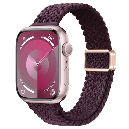 For Apple Watch Series 3 38mm Slim Magnetic Buckle Nylon Braided Watch Band(Crimson Cherry) by bashfashion