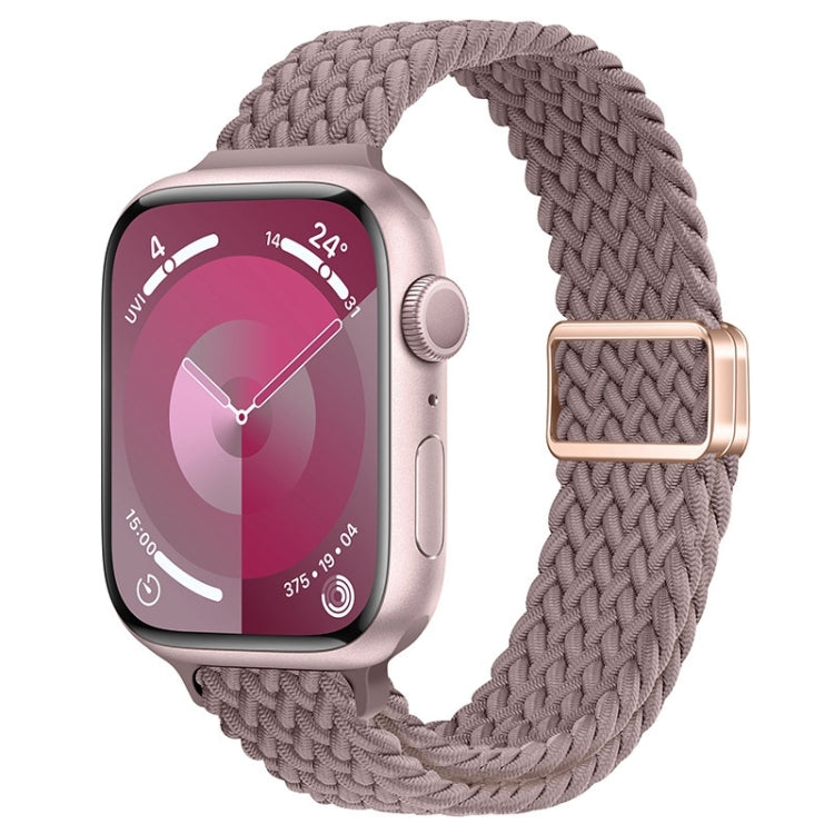 For Apple Watch Series 3 42mm Slim Magnetic Buckle Nylon Braided Watch Band(Smoke Purple) by bashfashion