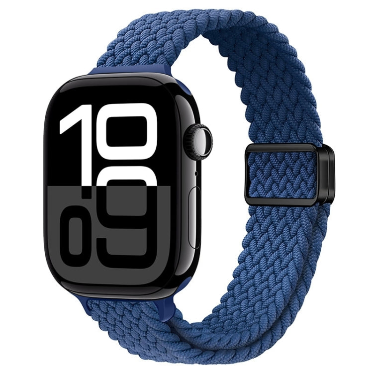 For Apple Watch Series 10 42mm Slim Magnetic Buckle Nylon Braided Watch Band(Atlantic Blue) by bashfashion