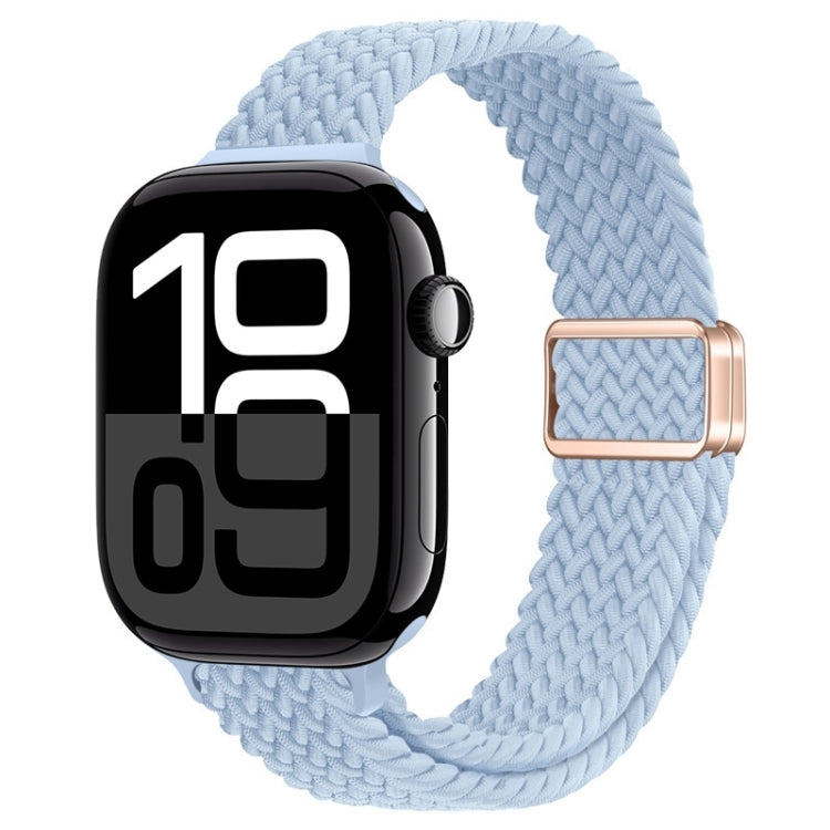 For Apple Watch Series 10 42mm Slim Magnetic Buckle Nylon Braided Watch Band(Light Blue) by bashfashion