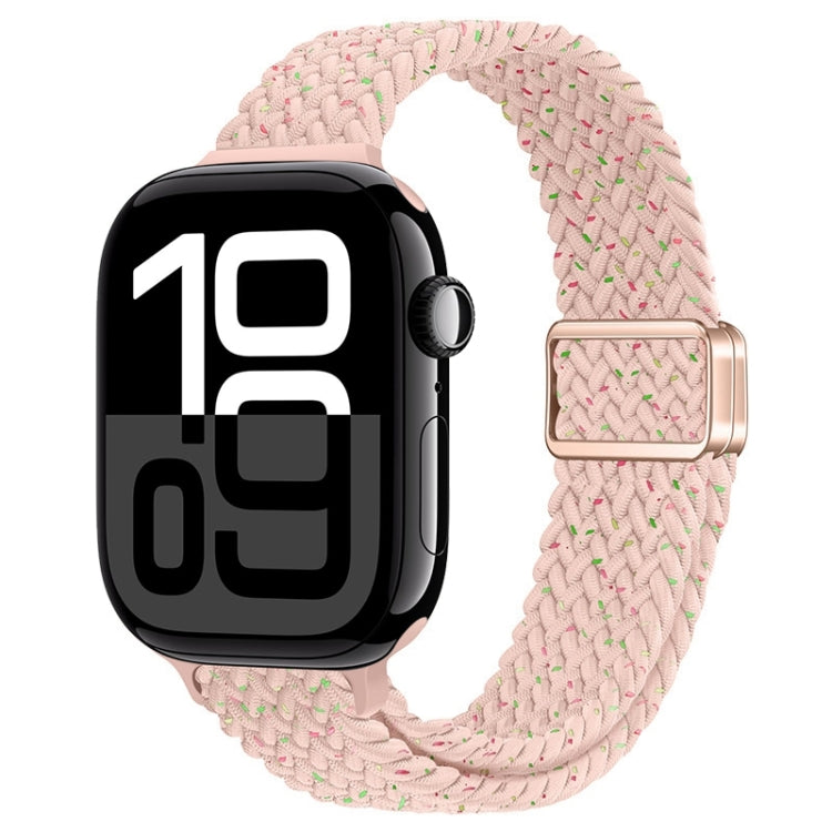 For Apple Watch Series 10 42mm Slim Magnetic Buckle Nylon Braided Watch Band(Starlight Pink) by bashfashion