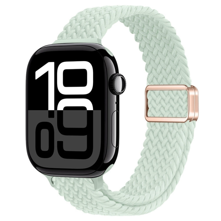 For Apple Watch Series 10 46mm Slim Magnetic Buckle Nylon Braided Watch Band(Light Mint) by bashfashion