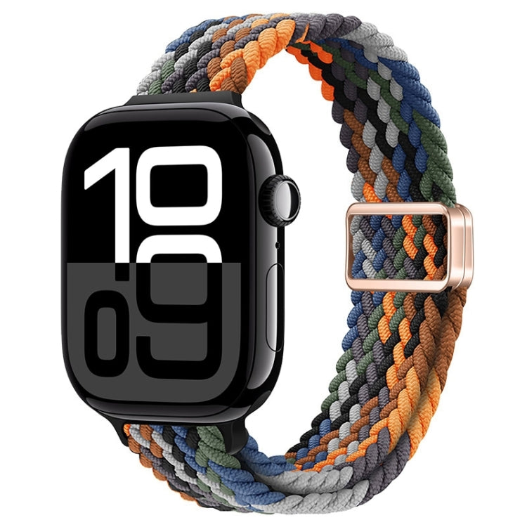 For Apple Watch Series 10 46mm Slim Magnetic Buckle Nylon Braided Watch Band(Camouflage Colorful) by bashfashion