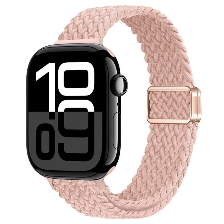 For Apple Watch Series 10 46mm Slim Magnetic Buckle Nylon Braided Watch Band(Cream Pink Sand) by bashfashion