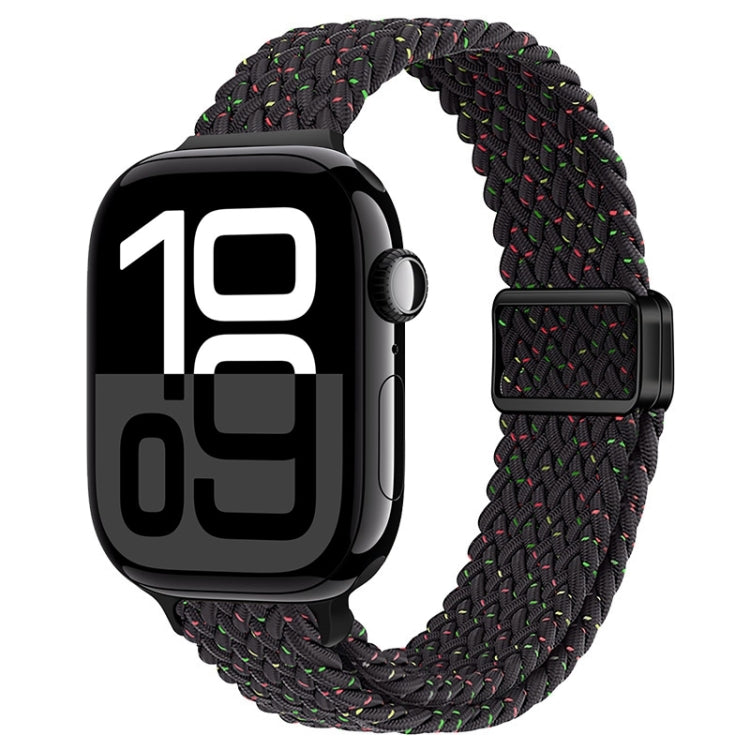 For Apple Watch Series 10 46mm Slim Magnetic Buckle Nylon Braided Watch Band(Starlight Black) by bashfashion