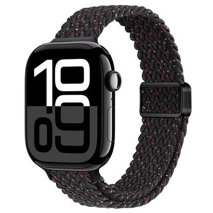 For Apple Watch Series 10 46mm Slim Magnetic Buckle Nylon Braided Watch Band(Starlight Black) by bashfashion