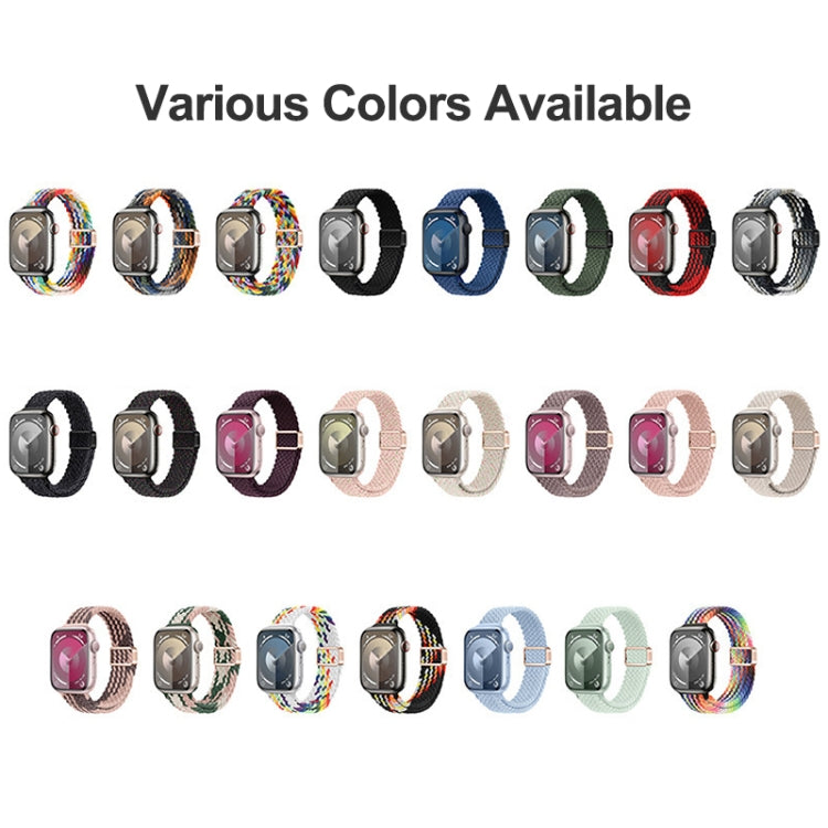 For Apple Watch Series 8 45mm Slim Magnetic Buckle Nylon Braided Watch Band(W Pattern Colorful) by bashfashion