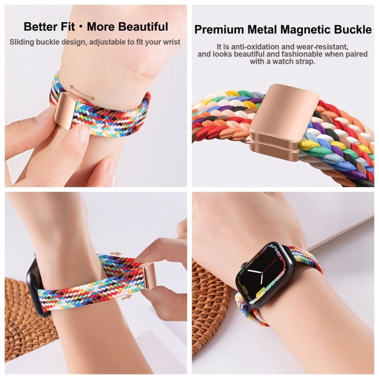 For Apple Watch Series 3 38mm Slim Magnetic Buckle Nylon Braided Watch Band(Radiant New Rainbow) by bashfashion