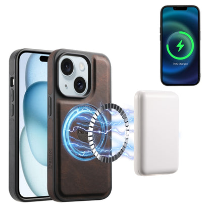 For iPhone 15 Plus / 14 Plus Denior A13 Skin Feel MagSafe Phone Case(Brown) by Denior