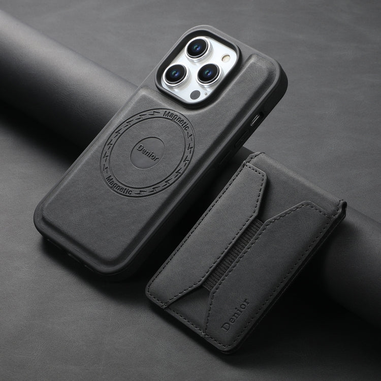 For iPhone 14 Pro Max Denior D17 Skin Feel MagSafe Detachable Card Slot Phone Case(Black) by Denior