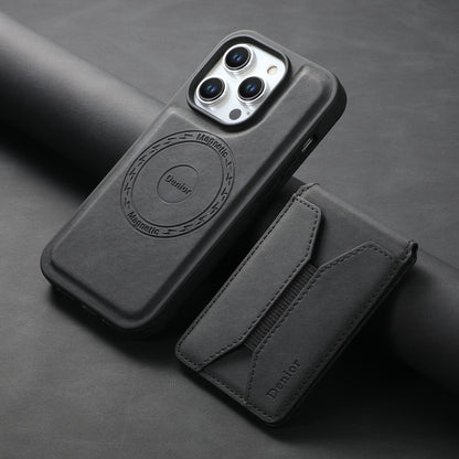 For iPhone 14 Pro Max Denior D17 Skin Feel MagSafe Detachable Card Slot Phone Case(Black) by Denior