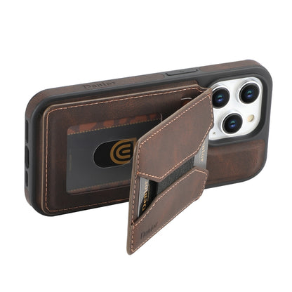 For iPhone 15 Denior D17 Skin Feel MagSafe Detachable Card Slot Phone Case(Brown) by Denior