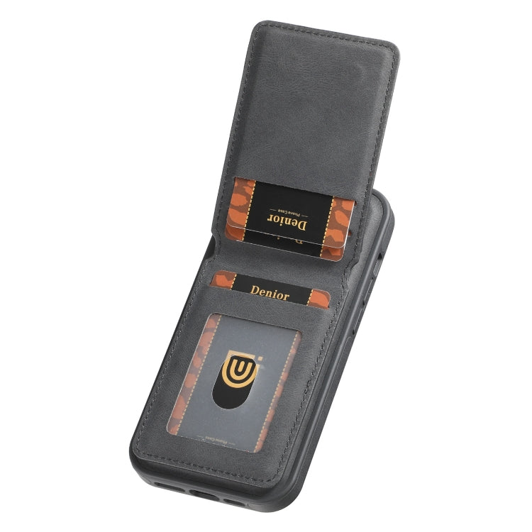 For iPhone 15 Denior D17 Skin Feel MagSafe Detachable Card Slot Phone Case(Black) by Denior