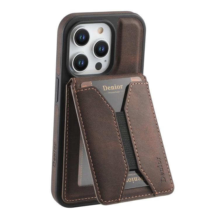 For iPhone 15 Plus / 14 Plus Denior D17 Skin Feel MagSafe Detachable Card Slot Phone Case(Brown) by Denior