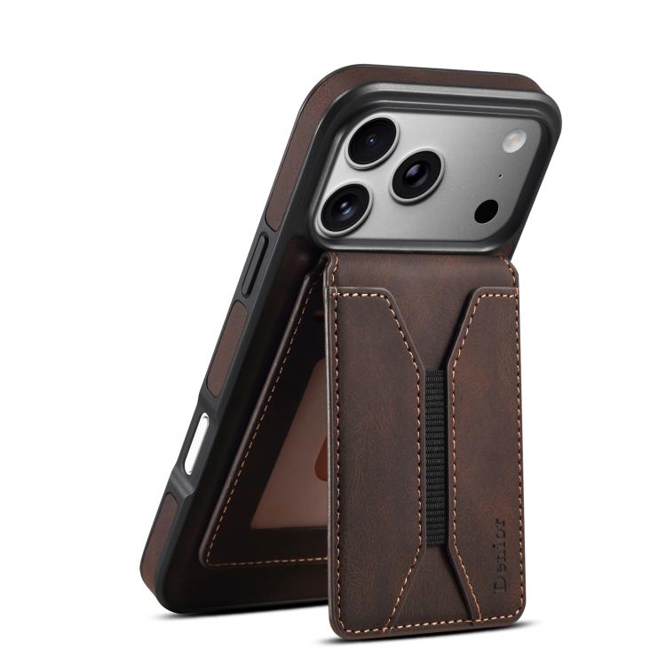 For iPhone 17 Pro Max Denior D17 Skin Feel MagSafe Detachable Card Slot Phone Case(Brown) by Denior