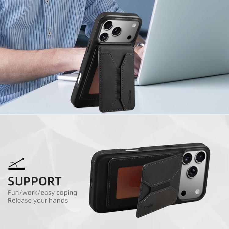 For iPhone 17 Pro Max Denior D17 Skin Feel MagSafe Detachable Card Slot Phone Case(Black) by Denior