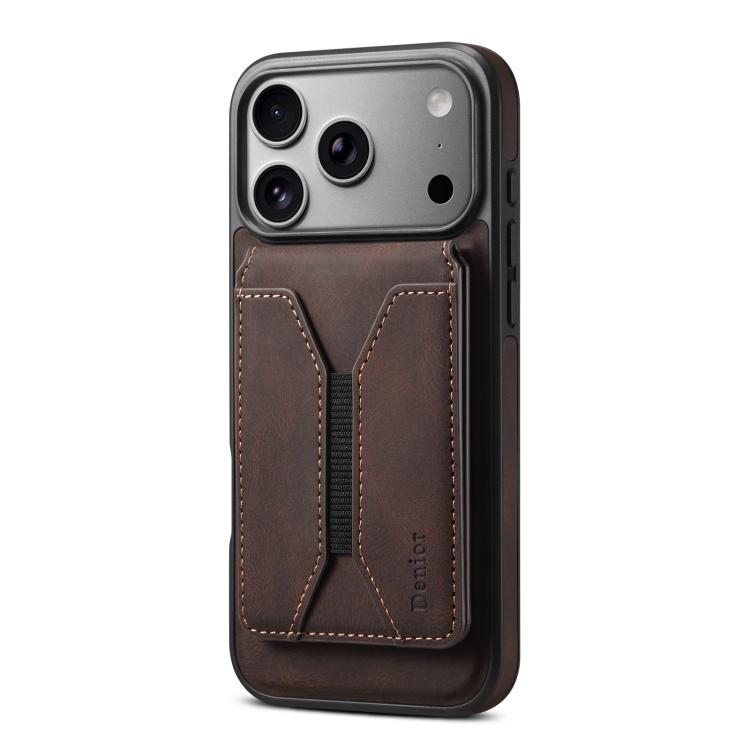 For iPhone 17 Pro Denior D17 Skin Feel MagSafe Detachable Card Slot Phone Case(Brown) by Denior