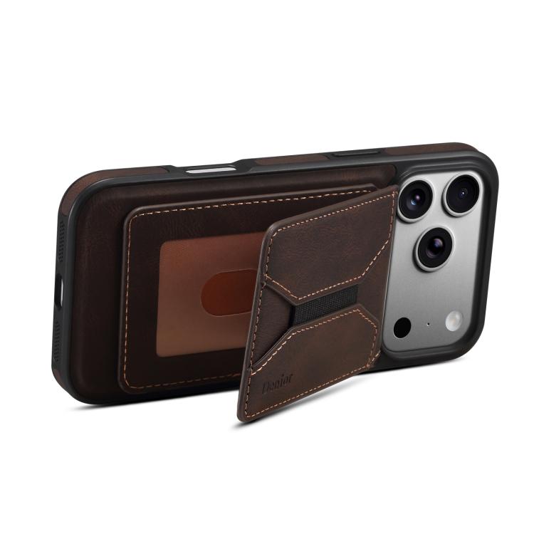 For iPhone 17 Pro Denior D17 Skin Feel MagSafe Detachable Card Slot Phone Case(Brown) by Denior