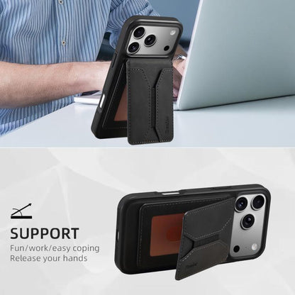 For iPhone 17 Pro Denior D17 Skin Feel MagSafe Detachable Card Slot Phone Case(Black) by Denior