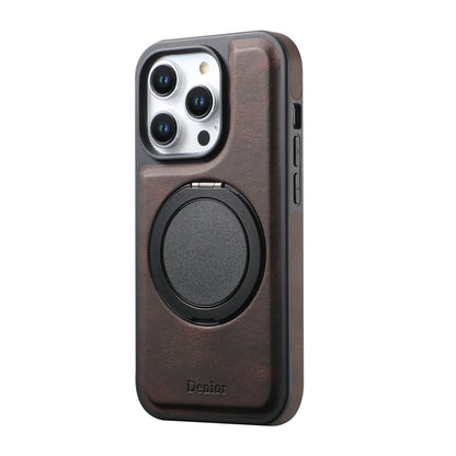 For iPhone 14 Pro Max Denior A14 Skin Feel Rotating Holder MagSafe Phone Case(Brown) by Denior
