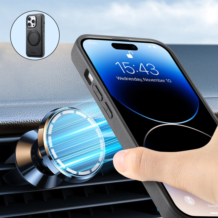 For iPhone 15 Denior A14 Skin Feel Rotating Holder MagSafe Phone Case(Black) by Denior