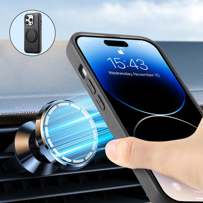 For iPhone 15 Pro Denior A14 Skin Feel Rotating Holder MagSafe Phone Case(Black) by Denior