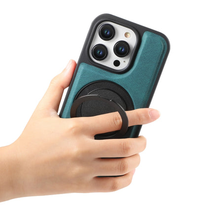 For iPhone 15 Pro Max Denior A14 Skin Feel Rotating Holder MagSafe Phone Case(Blue) by Denior