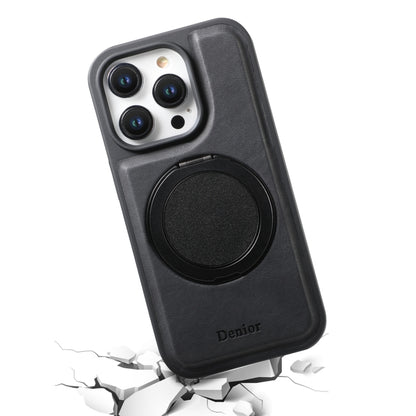 For iPhone 15 Pro Max Denior A14 Skin Feel Rotating Holder MagSafe Phone Case(Black) by Denior