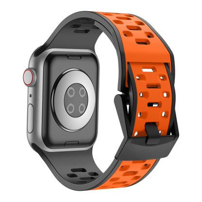 For Apple Watch Ultra 2 49mm Meteorite Two-color Silicone Watch Band(Black Orange) by bashfashion