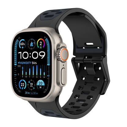 For Apple Watch Ultra 2 49mm Meteorite Two-color Silicone Watch Band(Black Grey) by bashfashion