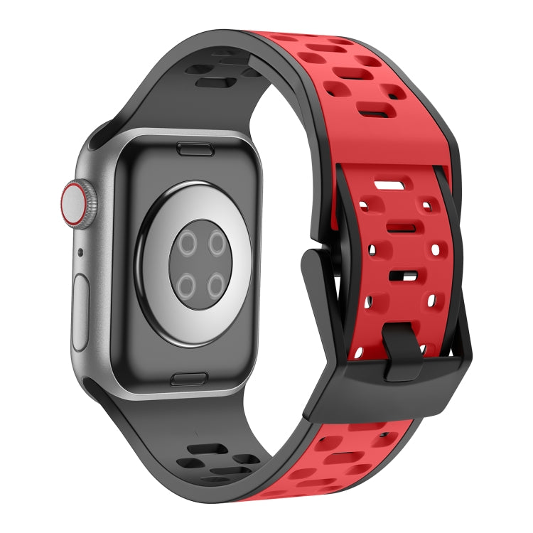 For Apple Watch Ultra 49mm Meteorite Two-color Silicone Watch Band(Black Red) by bashfashion