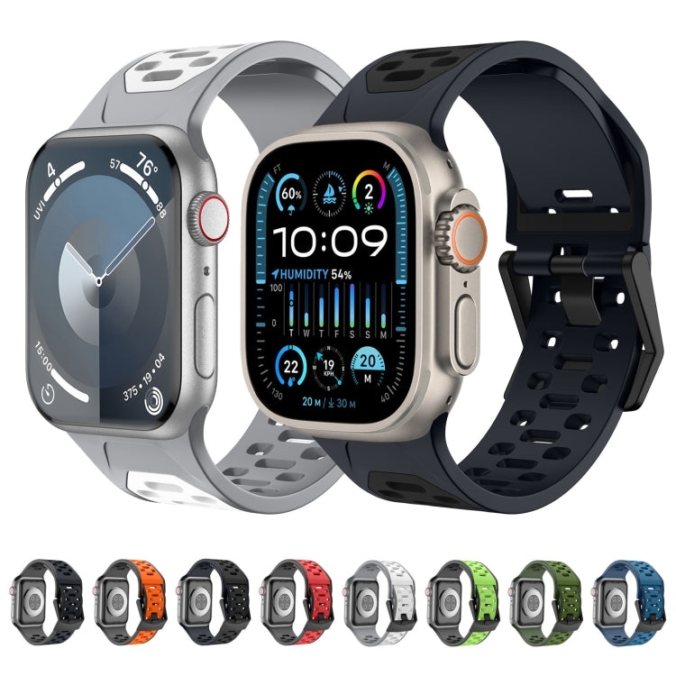 For Apple Watch Ultra 49mm Meteorite Two-color Silicone Watch Band(Black Green) by bashfashion