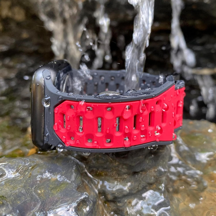 For Apple Watch Ultra 49mm Meteorite Two-color Silicone Watch Band(Black Orange) by bashfashion