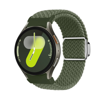 For Samsung Galaxy Watch 7 / 6 / 5 / 4 Nylon Loop Magnetic Buckle Watch Band(Dark Olive) by bashfashion