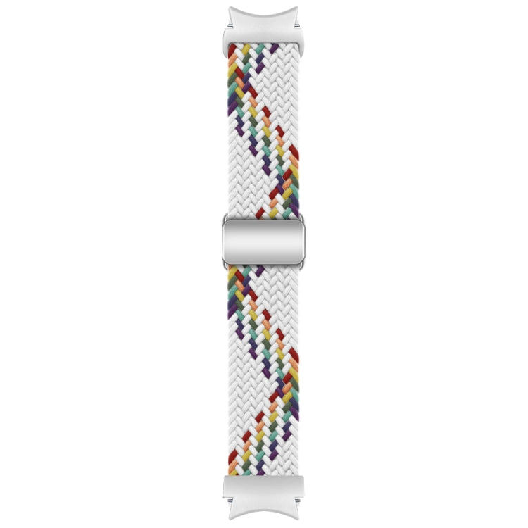 For Samsung Galaxy Watch 7 / 6 / 5 / 4 Nylon Loop Magnetic Buckle Watch Band(White Rainbow) by bashfashion