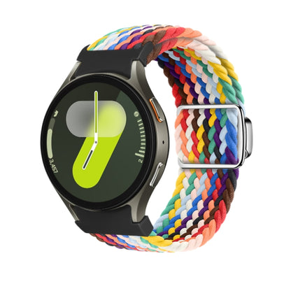 For Samsung Galaxy Watch 7 / 6 / 5 / 4 Nylon Loop Magnetic Buckle Watch Band(Official Rainbow) by bashfashion